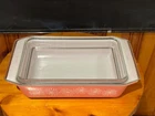 Vintage Pyrex Pink Daisy 2 Qt. Rectangle Casserole Dish 575-B Clear Lid