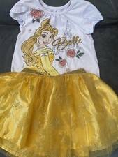Disney Belle 2 Piece Outfit Short Sleeve Shirt With Tutu 4-t