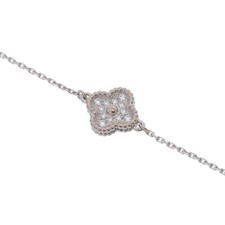 Van Cleef Arpels Women Bracelet K18 White Gold WG diamond Sweet Alhambra B...