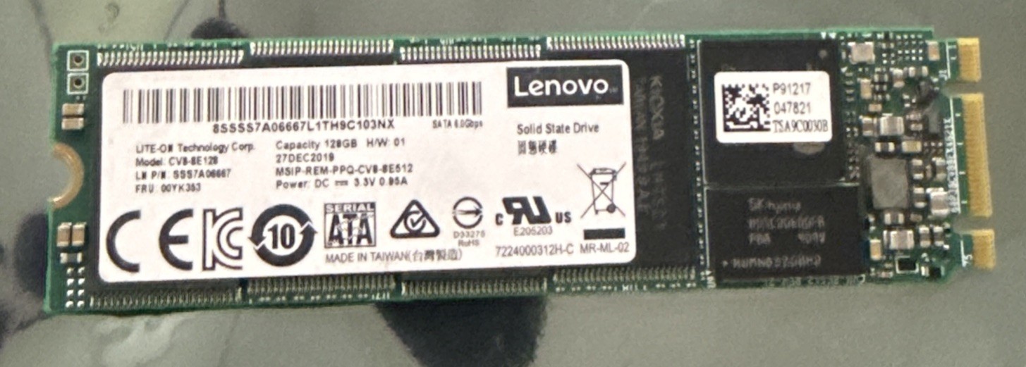 Lenovo 00YK353 128GB 6Gb/s M.2 2280 SATA SSD - CV8-8E128