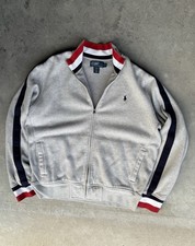 Vintage Polo Ralph Lauren Hoodie Men XL Thermal Waffle USA Made Gray Striped