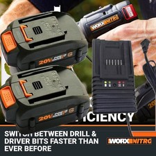 2PACK For Worx WA3575 20V PowerShare 3.6 Ah Battery / Charger 20 Volt WA3520