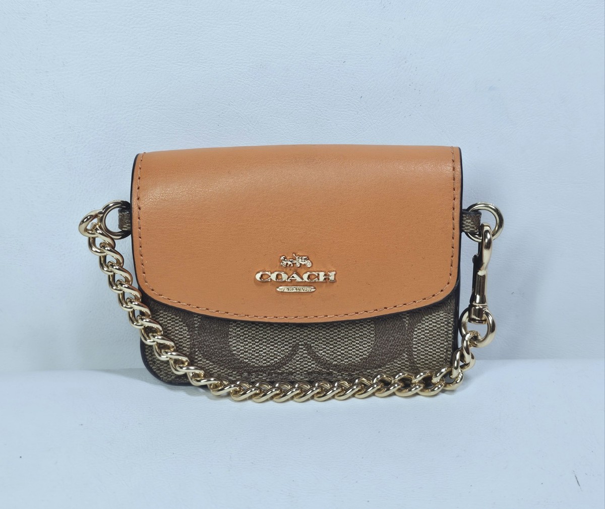Coach Poppy Signature Mini Coin Purse Card Wallet With Chain | eBay