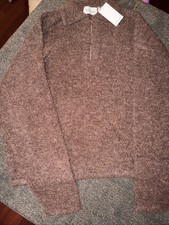 Grand Le Mar Brown Boucl� Half Zip ALPACKA WOOL Large !!