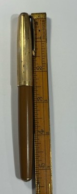 PARKER 51 Fountain Pen Yellow Stone Mustard Pearl Dot Gold Fill 14k Cap Estate