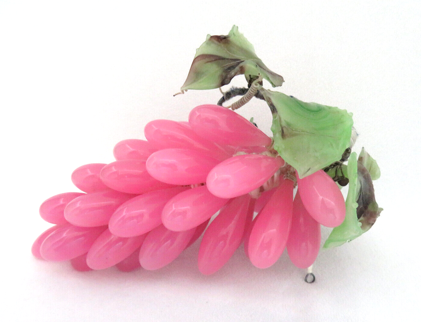 Vintage Juicy Translucent Chinese Peking Pink Glass Grapes & Leaves eBay