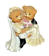 Bride Groom Bears Wedding Resin figurine 3" Love Bride