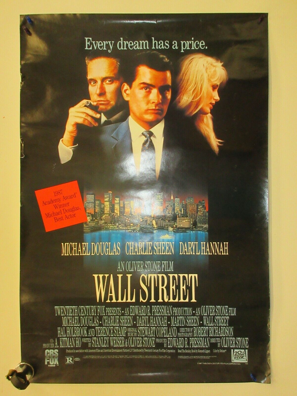 WALL STREET Original Columbus Mall Movie Poster Sheen 25 x G Gordon Douglas Limited price 38
