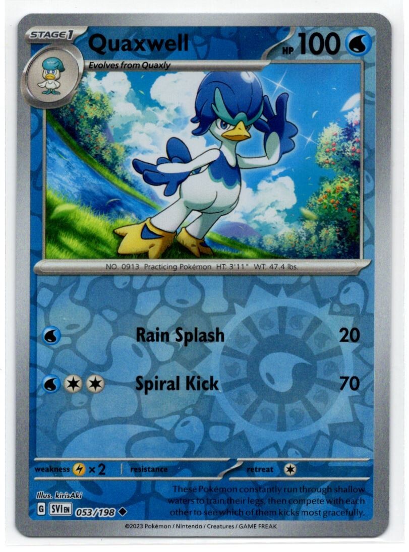 Pokemon Scarlet Violet Base SV1 Reverse Holo 053/198 Quaxwell