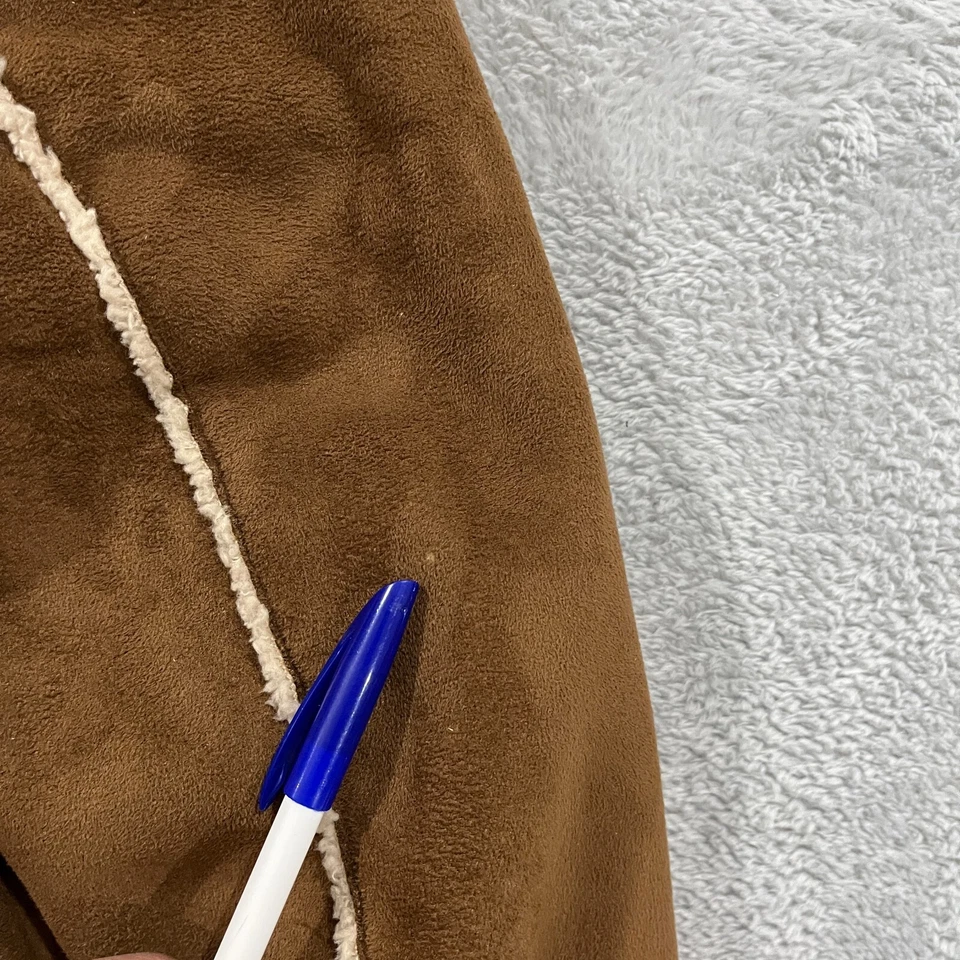 Antigua chaqueta azul marino para mujer pequeña imitación gamuza forrada Sherpa exterior Y2K occidental Foto 3 de 4