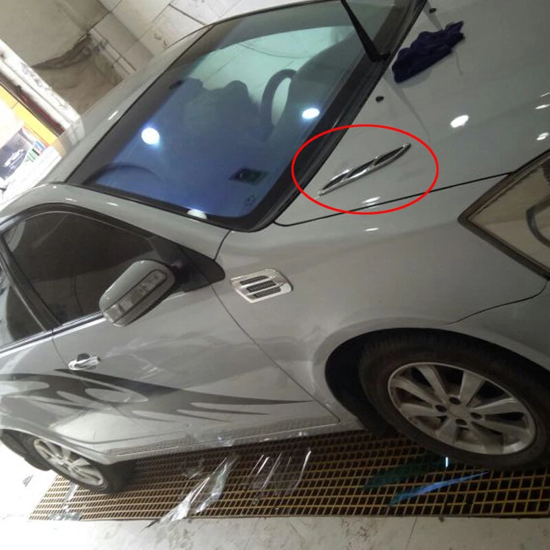 2x Práctico Coche Estilo Tiburón Capó Lateral Ventilación Flujo de Aire Persiana Panel de Enfriamiento Calcomanía Foto 3 de 4