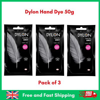 Dylon Hand Dye 65 SMOKE GREY 50g Permanente Stofffarbe für Kleidung 3er Pack