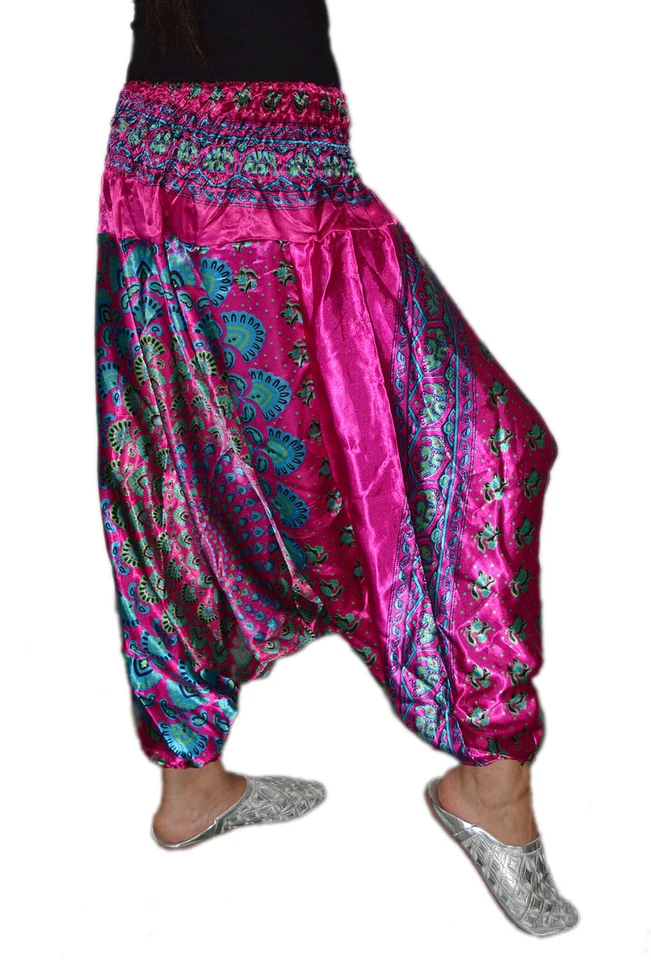 Pantalones Harén Yoga Pantalón Informal Cómodo Satén Talla Única Magenta Foto 4 de 4