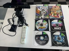 Genuine Microsoft XBOX 360 Kinect Sensor Bar Black w/ Power Adapter 6 Games XB9