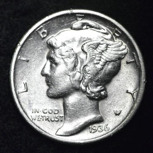 1936 Mercury Silver Dime NICE AU FREE SHIPPING