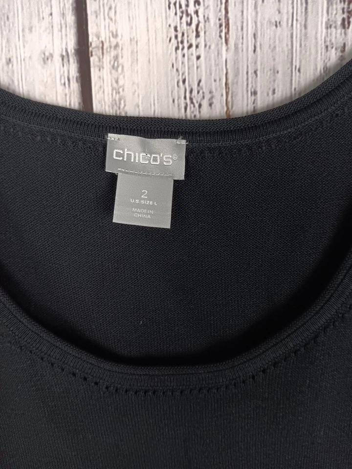 Camiseta sin mangas para mujer CHICO'S 2 grandes negra mezcla de algodón Foto 3 de 4