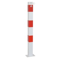Absperrpfosten 70 X 70 Mm Stahlrohr + 1 ÖSe Weiß Rot FüR DüBelbefestigung