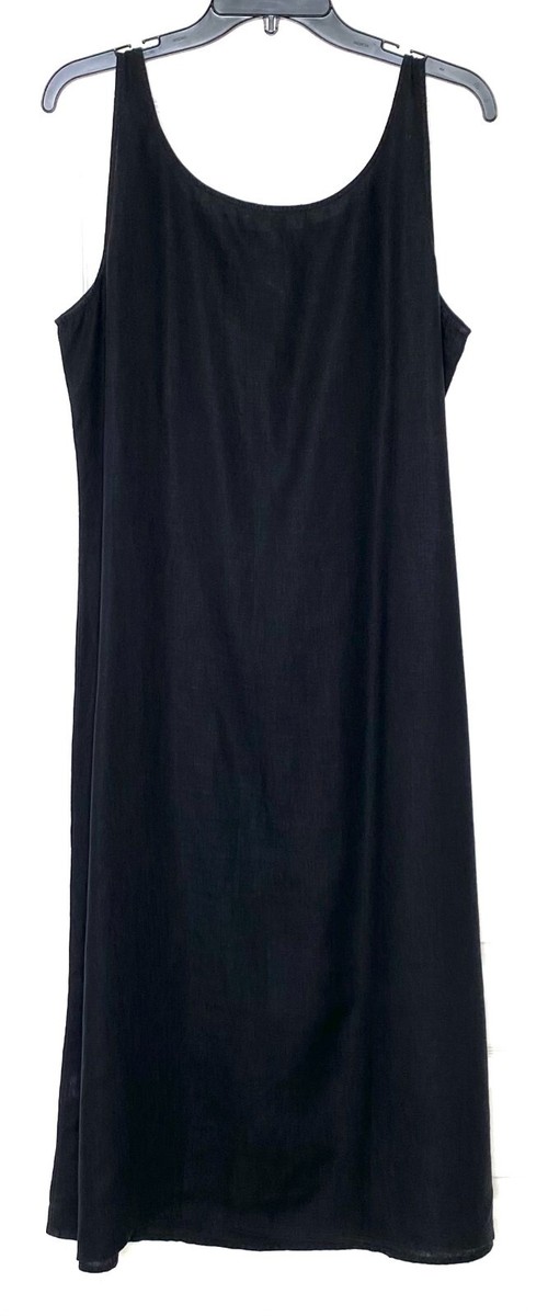 EILEEN FISHER Black Organic Linen Classic A-Line Summer Tank Dress M =  10/12  | eBay