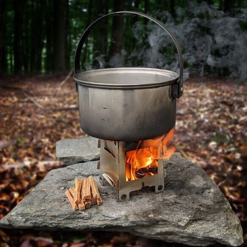 Wood Burning Folding Stove Lightweight Fatwood Tin Tinder Wick Camping Survival - Picture 2 of 13