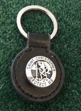 St Christopher Keyring Leather Keyfob Free Patron Saint Travellers Post UK Black