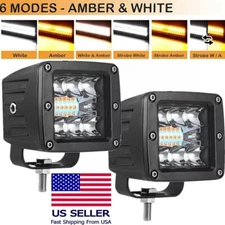 2 X 24W 3'' Cube Light Pod with Strobe Spot Flood Amber White LED Pod Truck Fog