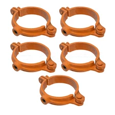 Highcraft Hinged Split Ring Pipe Hanger Copper Epoxy Coated Iron Clamp 5Pcs 4"in