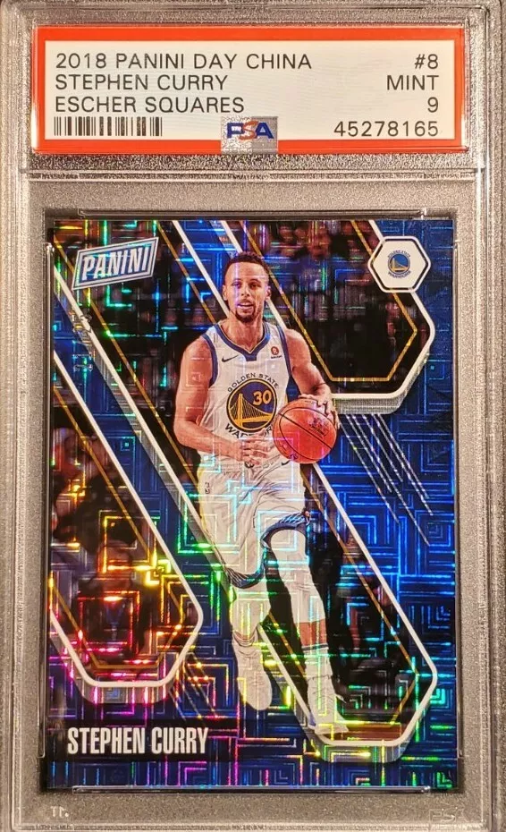 2017 Stephen Curry Panini China Day Escher Squares 21/25 Graded PSA MINT 9