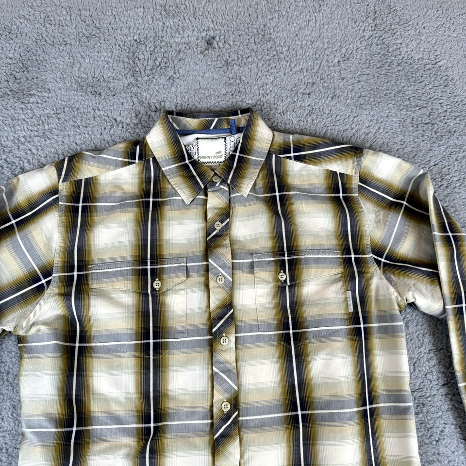 Horny Toad Shirt Mens Medium Tan Grey Check Casual Gorpcore Outdoorsy Hiking - Image 3 of 4