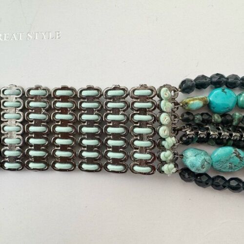 Cintura Neiman Marcus Navajo turchese argento pietra a grappolo concho perline western - Foto 14 di 16
