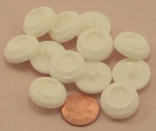 Lot of 12 Shiny Thick Cream Shank Plastic Buttons 3/4" 19mm  # 6656
