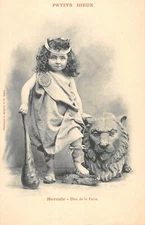 Old postcard fantasy little gods hercules