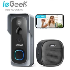 ieGeek 2K Wireless Video Doorbell Camera WiFi Smart Home Chime Bell,2 Way Audio