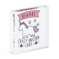 Beware VerrüCkte Einhorn Damen Acryl Foto Block Rahmen Lustig
