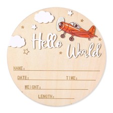 NQEUEPN Wood Newborn Announcement Sign, 15cm/5.91 Inch Wooden Hello White