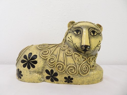VTG Mid Century GEMMA TACCOGNA PAPER MACHE LION Cat MEXICO Folk Art SCLUPTURE