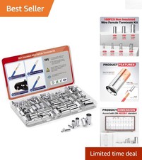 168 Pcs Tinned Crimp Copper Wires Ferrule Connectors Kit 12 10 8 6 4 2 1/0 AWG