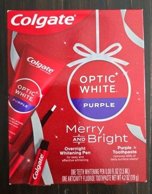 Colgate Optic White Purple Overnight Whitening Pen & Purple Toothpaste NEW!