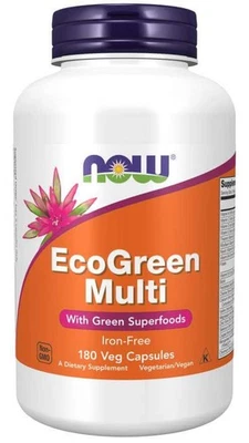 NOW FOODS EcoGreen Multivitamin ohne Eisen (Multivitamin) 180 vegetarische Kapse - Bild 1 von 3