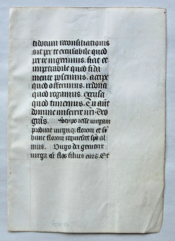 Ca.1470 illuminated BoH. manuscript leaf,Latin, 1 Gold initial, France. - Image 2 of 2