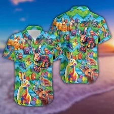 Easter Day Watercolor Bunny Hawaiian Shirt Unisex Adult Hw611
