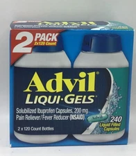 Exp 1/26 Advil Liqui-Gels Solubilized Ibuprofen Capsules 200 mg 240 ct Exp 1/26