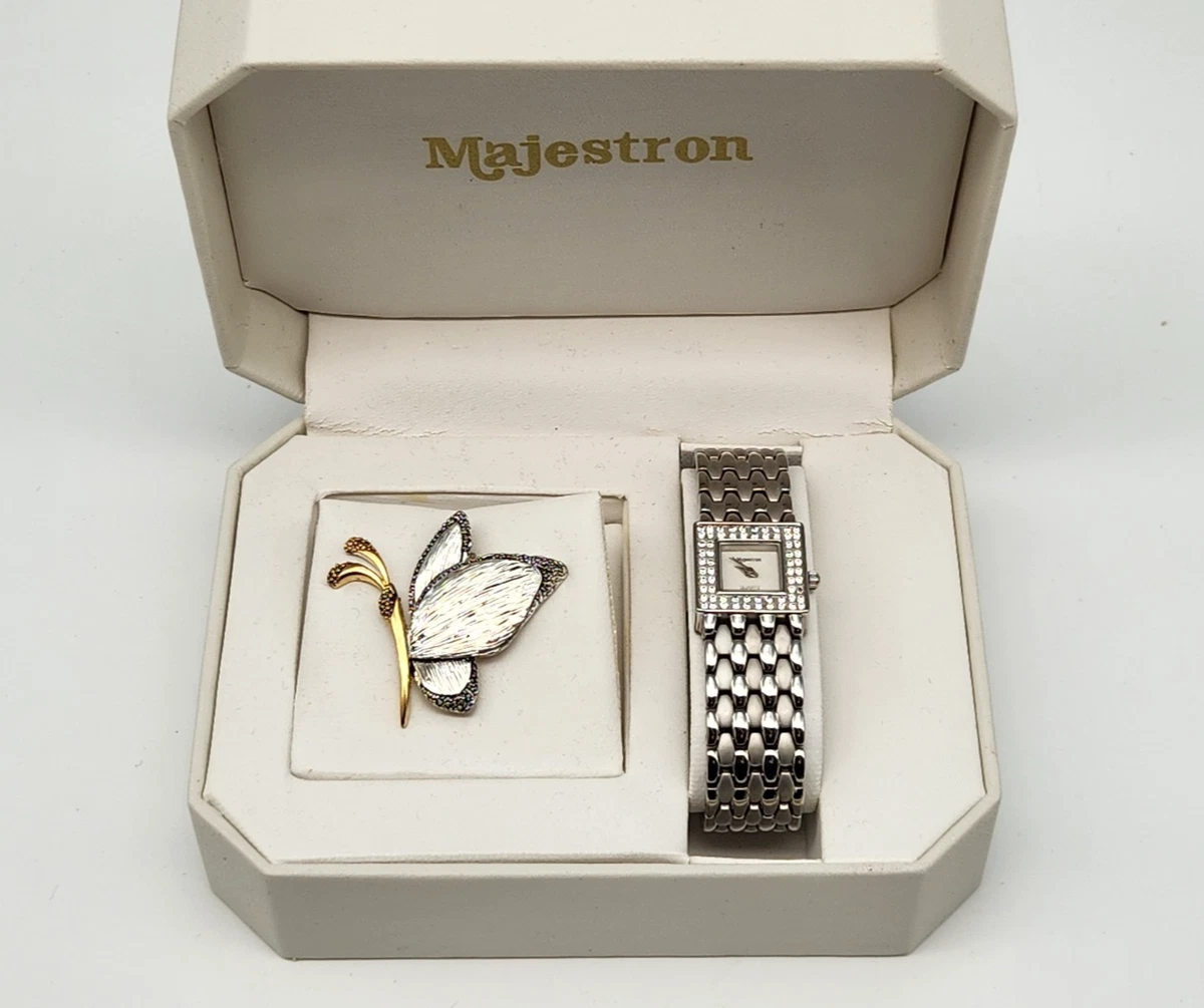 VTG Majestron Watch‎ Women 18mm Marcasite MOP Oval Dial 7\