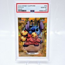 2024 Topps Chrome Disney Sapphire Stitch #93 PSA 10 Gold /50