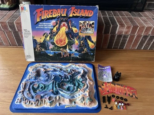 Vtg 1986 Fireball Island Game Milton Bradley Box Board Pieces Jewel Instructions
