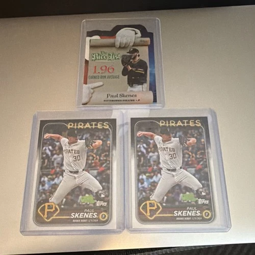 Topps 2024 Paul Skenes Rookie Pittsburgh Pirates 3 Card Lot. Debut, Nice list
