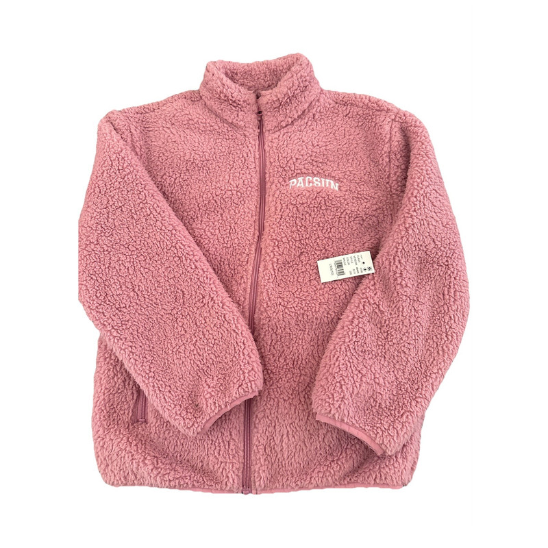 PacSun pink Solid Fleece Full-Zip Jacket Girls L (10) Polyester Long Sleeve