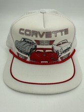 New Vintage Corvette  63 Vette Logo Mesh Trucker Hat Cap Rope White