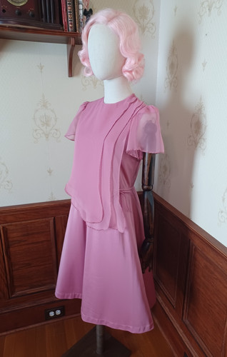 Vintage 1970s/1980s Dusty Rose Chiffon Balletcore Romantic Cottagecore Dress