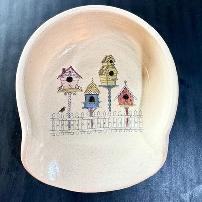 Vintage Shaker & Thangs Birdhouse Ceramic Spoon Rest Cottage Core Kitchen