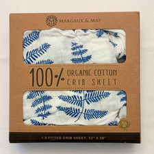 Margaux  May Fern Pattern 100 Organic Cotton Crib Sheet 52"x28"